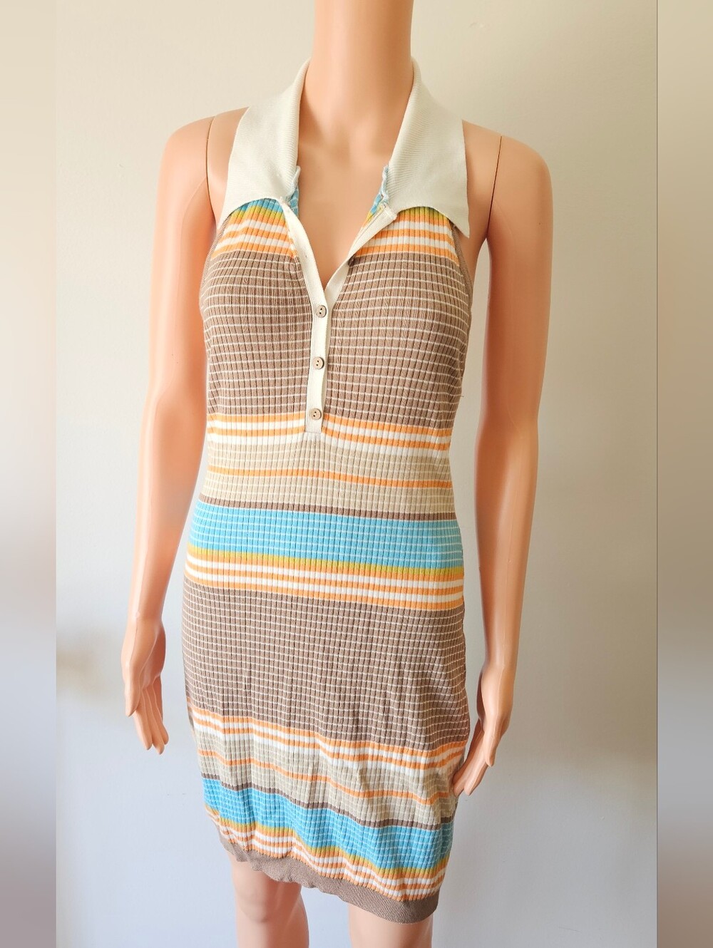 Mable Striped Knit Halter Dress